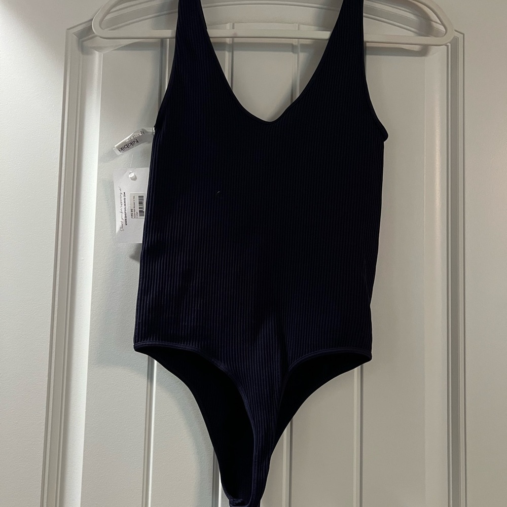 Ribbed Bodysuit- Navy